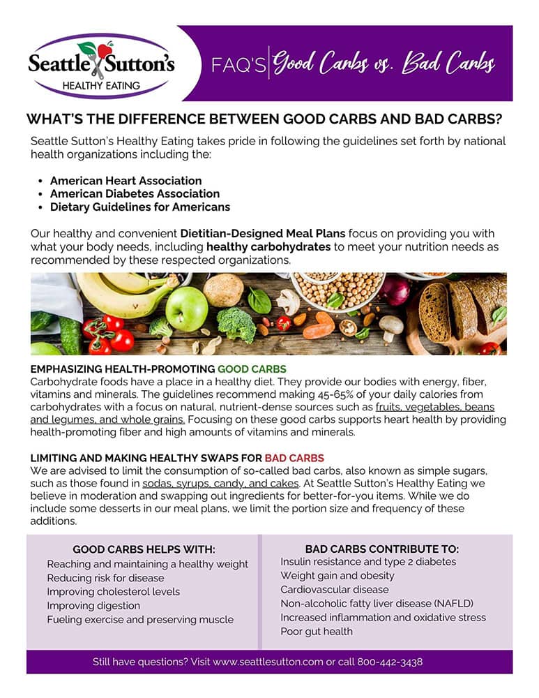 good carbs vs bad carbs seattle sutton's cutsomer handout