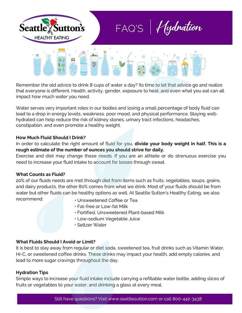 hydration seattle sutton's customer handout