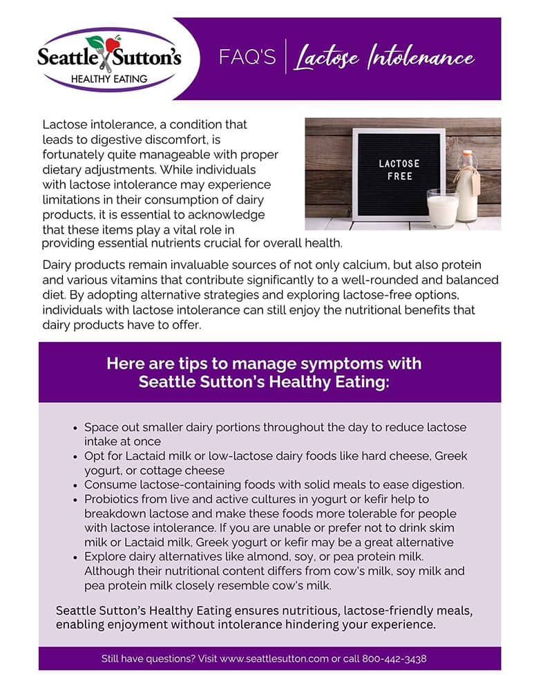 lactose intolerance seattle sutton's customer handout