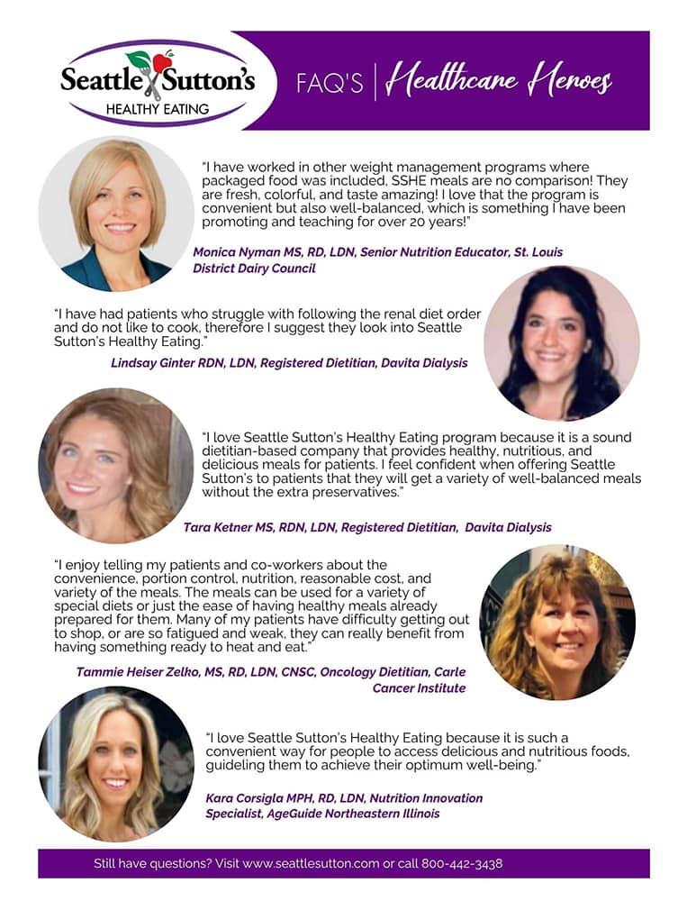 healthcare heroes Seattle Sutton's Healthy Eating customer handout