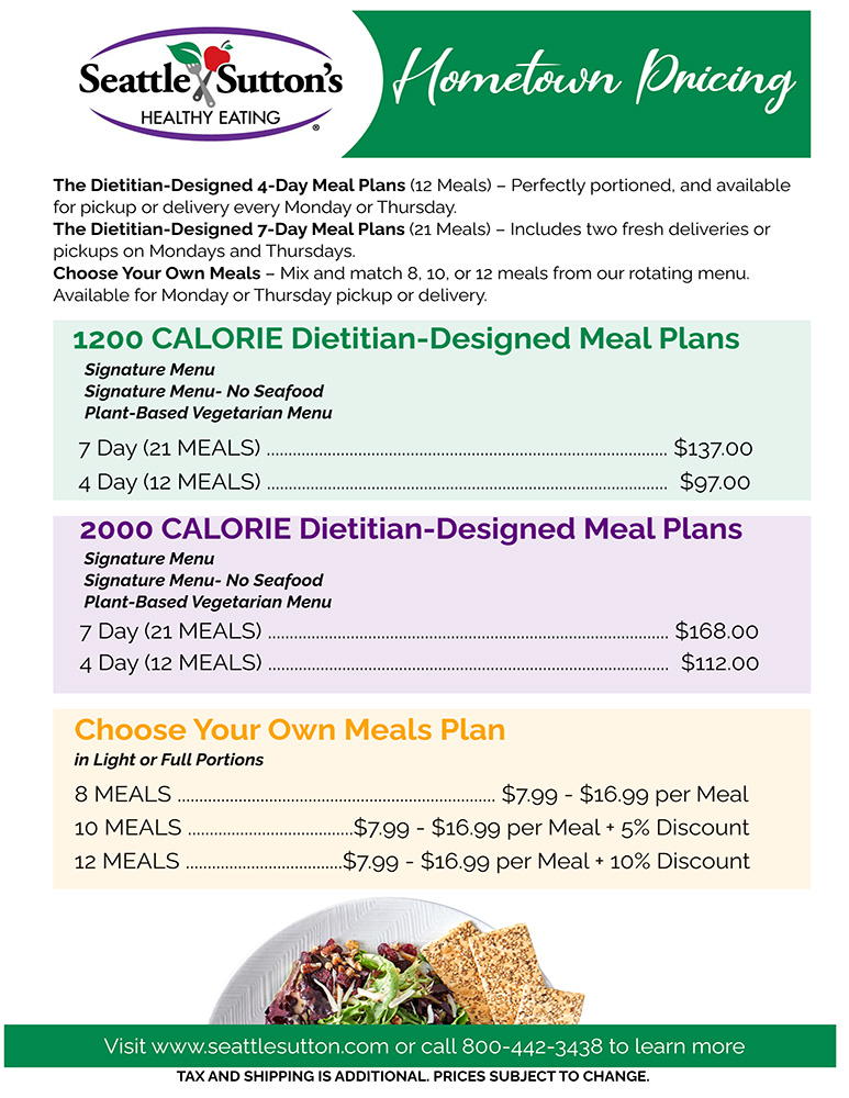 hometown pricing Seattle Sutton's Healthy Eating customer handout